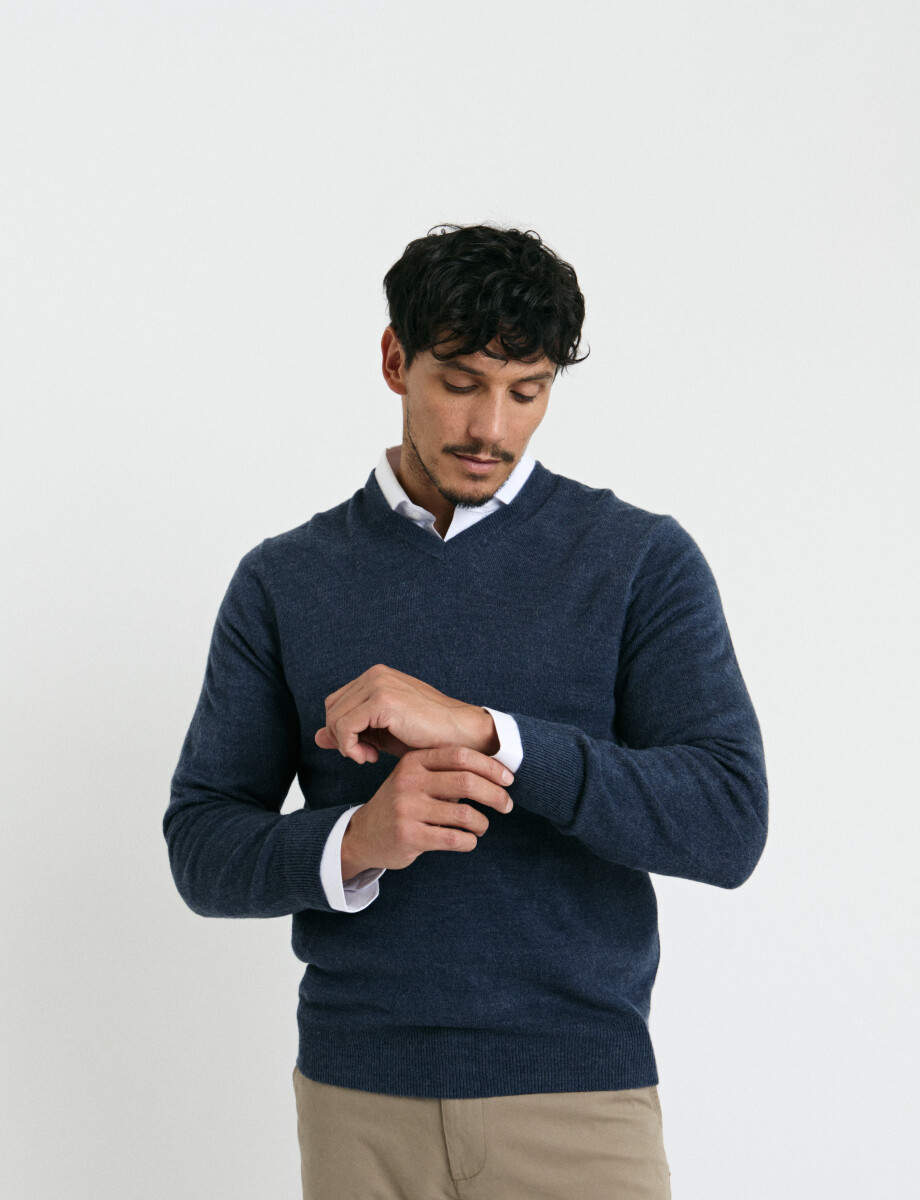 470313 SWEATER V HARRINGTON URBAN Azul Melange