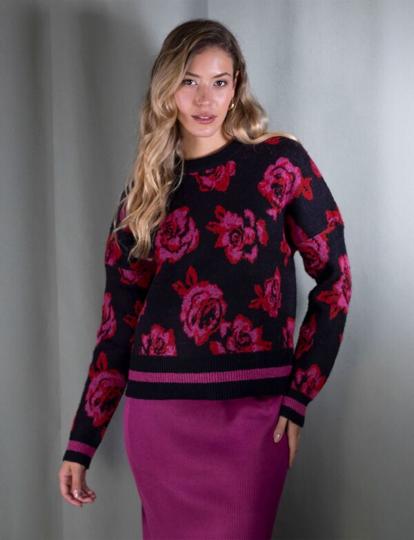 Buzo Flower NEGRO/FUCSIA