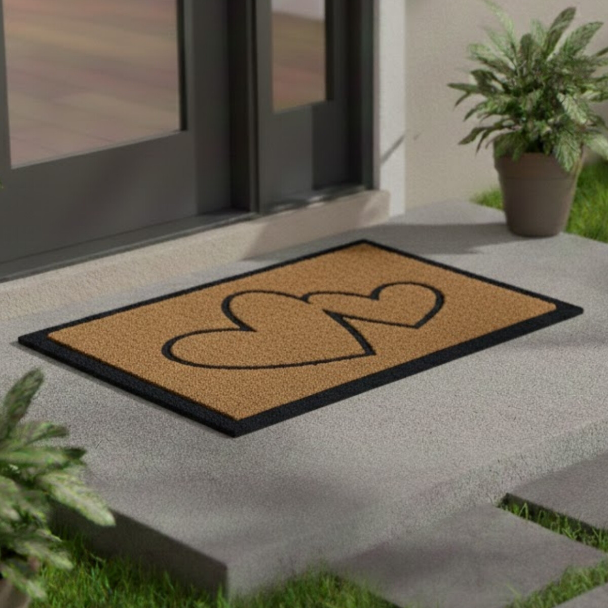 Felpudo coco/goma 40x60 cm - CORAZONES 