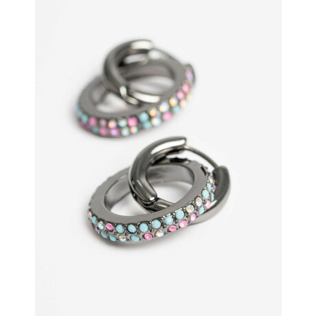 Aros Argollas Strass Combinacion Multicolor