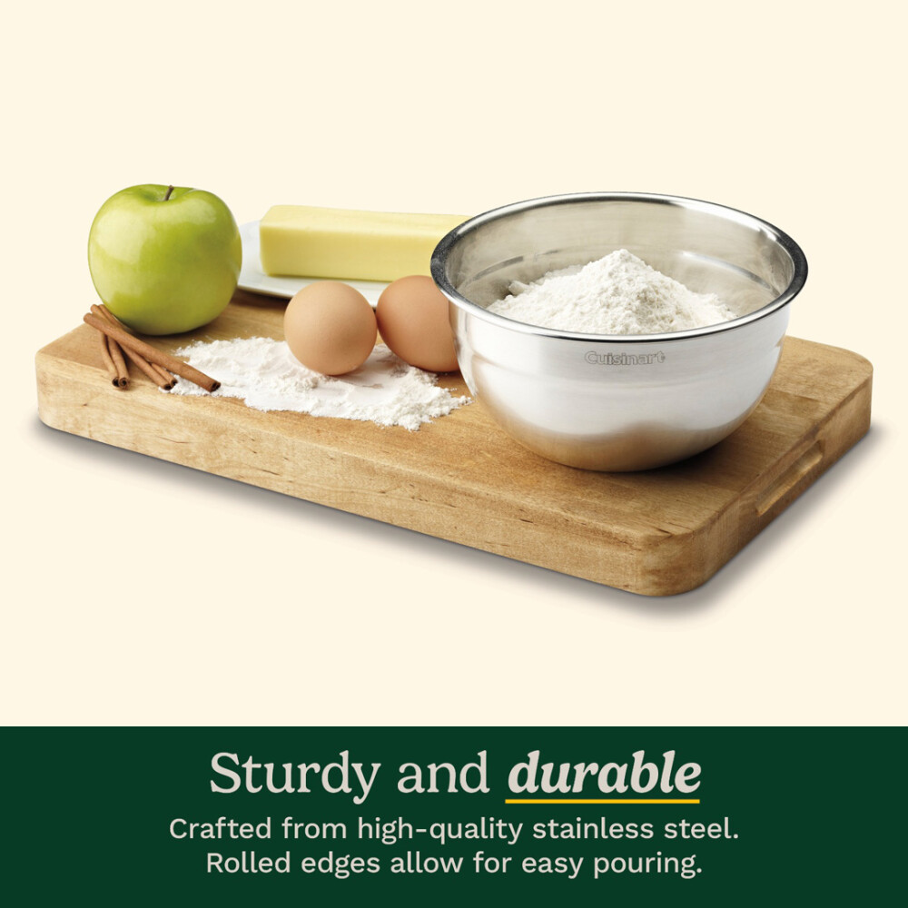 Cuisinart® JUEGO DE 3 TAZONES MEZCLADORES DE ACERO INOX. CON TAPAS (1.5QT, 3QT Y 5QT) N/A