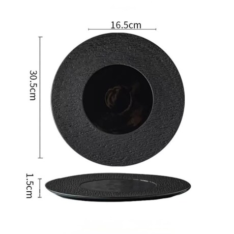 Plato Cerámica Negra - Línea Black Stone – Ø30.5 x 1.5 cm Plato Cerámica Negra - Línea Black Stone – Ø30.5 x 1.5 cm