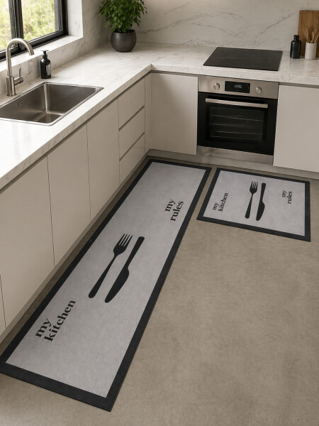 ALFOMBRA RAYAS SET X 2 GRIS (V)