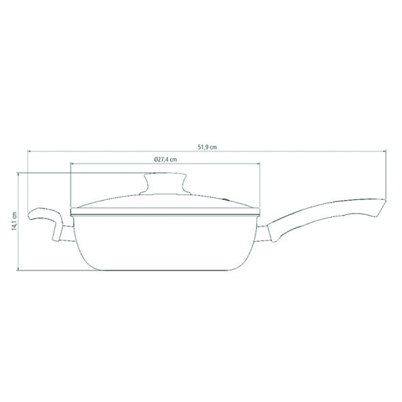 Sartén con tapa modelo "PARIS", Ø26cm -TRAMONTINA TR6050