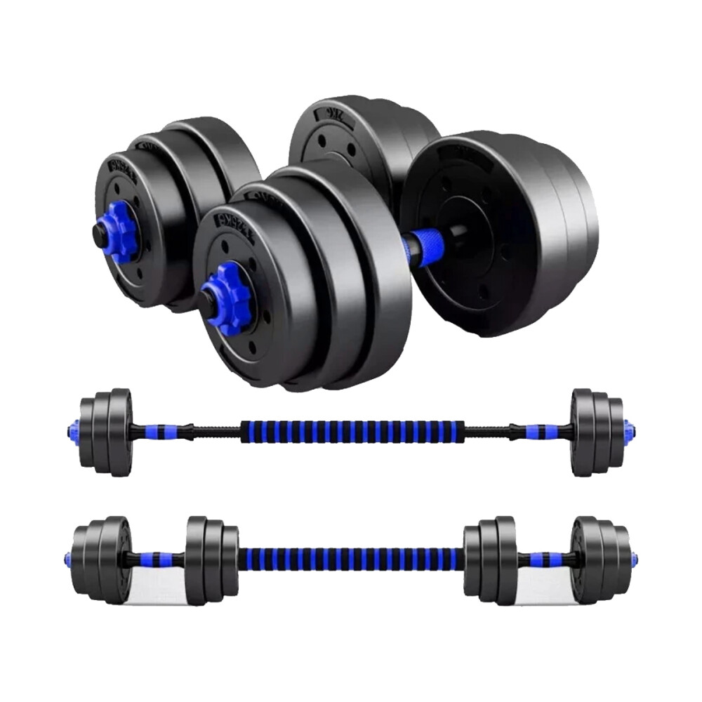 Mancuernas Set 3 En 1 Con Barra 20kg Azul