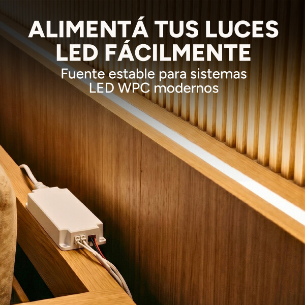 Transformador Luz Led Wpc 100w 24v Conexión Hasta 12 Luces Color Blanco