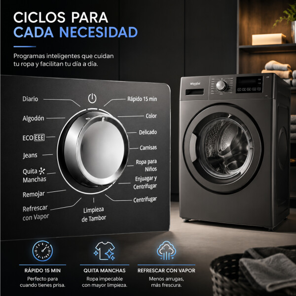 Lavarropas Whirlpool 7 Kg Wnq75asdna Inverter LAVARROPAS WHIRLPOOL 7.5KG WNQ75ASDNA PL