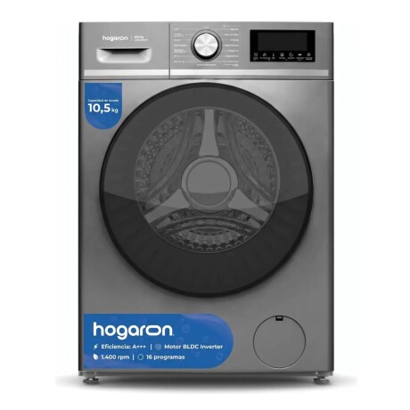 LAVARROPAS HOGARON CAPACIDAD 10,5KG CARGA FRONTAL Lavarropas HOGARON LHOG105 Carga Frontal 10,5 Kg Inverter BLDC 1400 RPM 16 Programas Inicio Diferido - Titanium