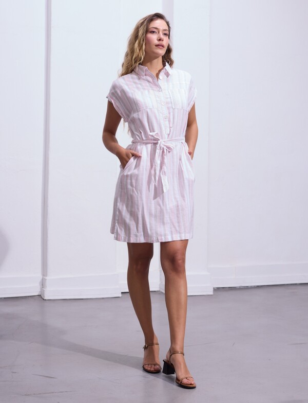 Vestido Algodon Detalle Botones ROSA/MULTI