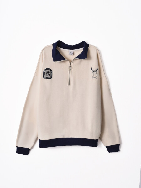 BUZO STITCH CLUB BEIGE CLARO