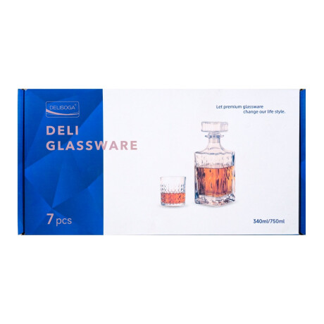 Set de botella de whisky + 6 vasos de vidrio Set de botella de whisky + 6 vasos de vidrio