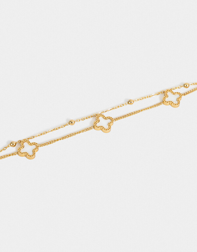 Pulseras Flexibles Pulsera Multicadena Con Dije - Dorado