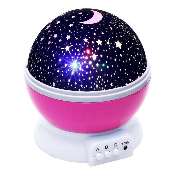 Lampara Veladora Proyector Led De Estrellas Usb Mesa Techo Variante Color Rosa