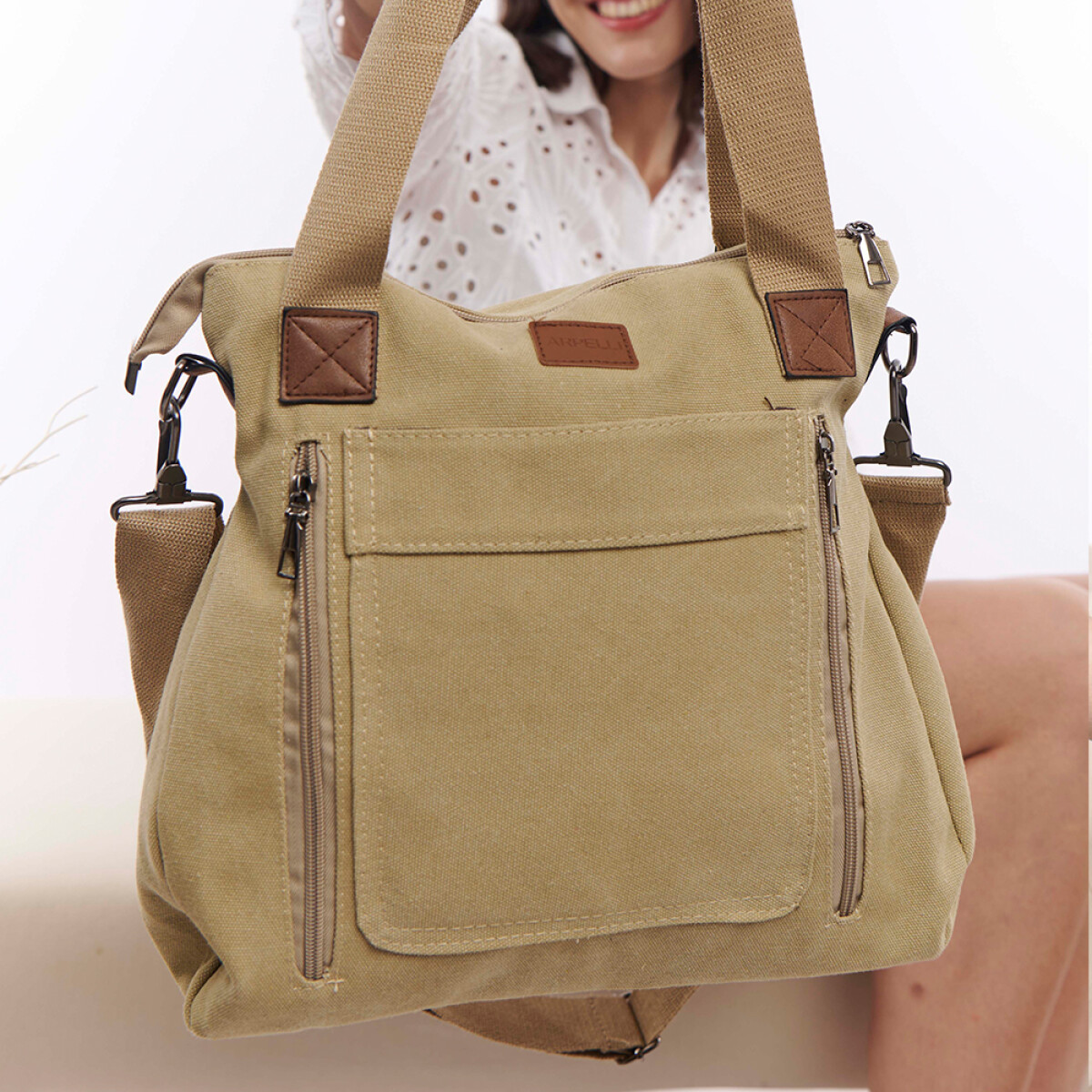 Cartera Safari Lona - Beige 