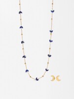 Set Collar Y Pendientes Lunas Y Estrellas - Acero Inoxidable azul