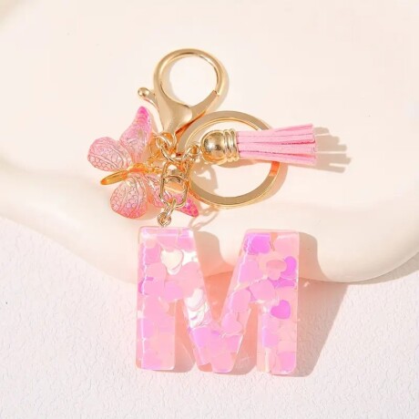 Llavero de letras M rosa