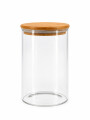 FRASCO DE VIDRIO TAPA BAMBU 950 ML TRANSPARENTE