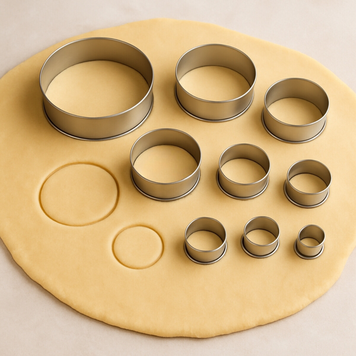 Juego 9 aros cortantes inox. red. liso 