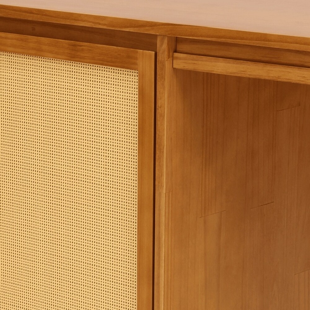 ESCRITORIO DE MADERA MACIZA CON PUERTA DE RATÁN Y ESTANTE INTERIOR ESCRITORIO DE MADERA MACIZA CON PUERTA DE RATÁN Y ESTANTE INTERIOR
