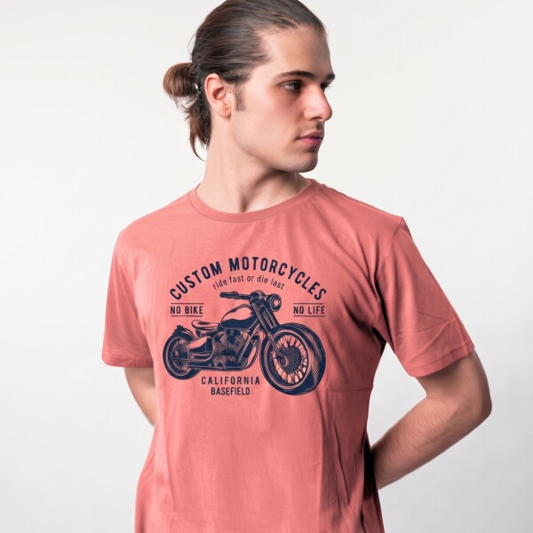 T-Shirt Print V27 Motorcycle Coral