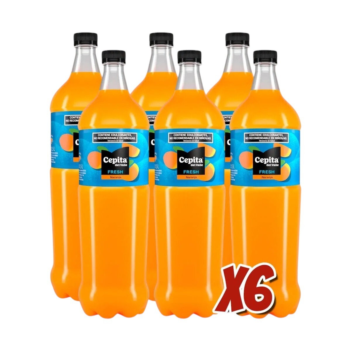 Funda X6 Unidades Cepita Fresh Naranja 1.5L 