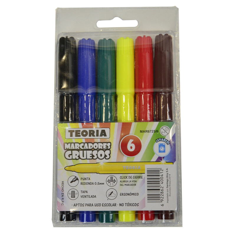Marcadores Gruesos Teoria+ x6 COLORES
