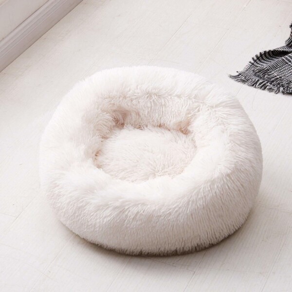 Cama Para Perro Cuna Puff Peluda Cucha 40 Cm Mascota Color Variante Blanco