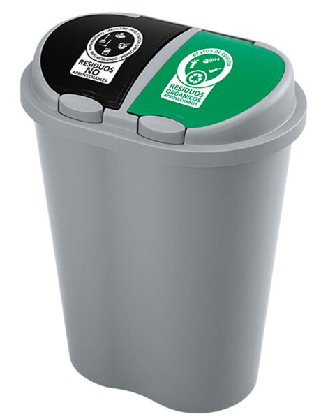 Basurero doble para reciclaje Rimax 50 Litros Negro/Verde Basurero doble para reciclaje Rimax 50 Litros Negro/Verde