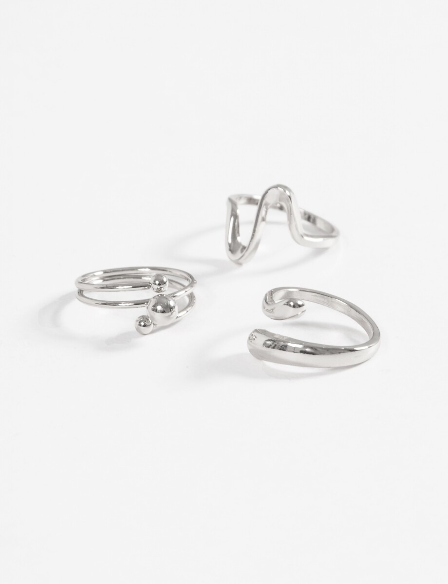 Set de anillos metallic - plateado 