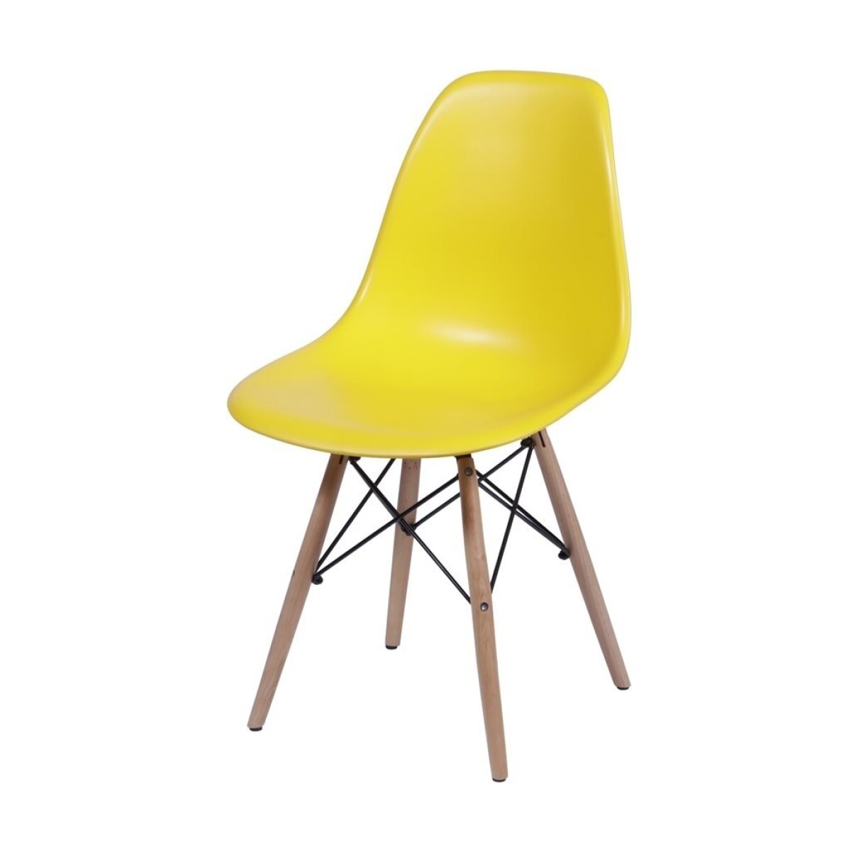 SILLA EAMES COMEDOR CON BASE EN MADERA AMARILLA 