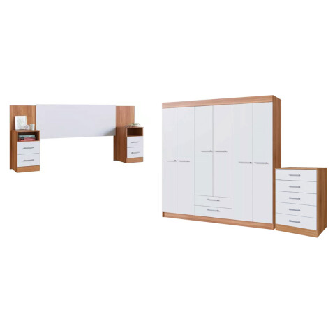 Juego De Dormitorio Ropero 6p Cómoda 5c Respaldo C/mesas Luz Juego De Dormitorio Ropero 6p Cómoda 5c Respaldo C/mesas Luz