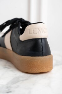 Zapatilla Combinada Cuero Negro