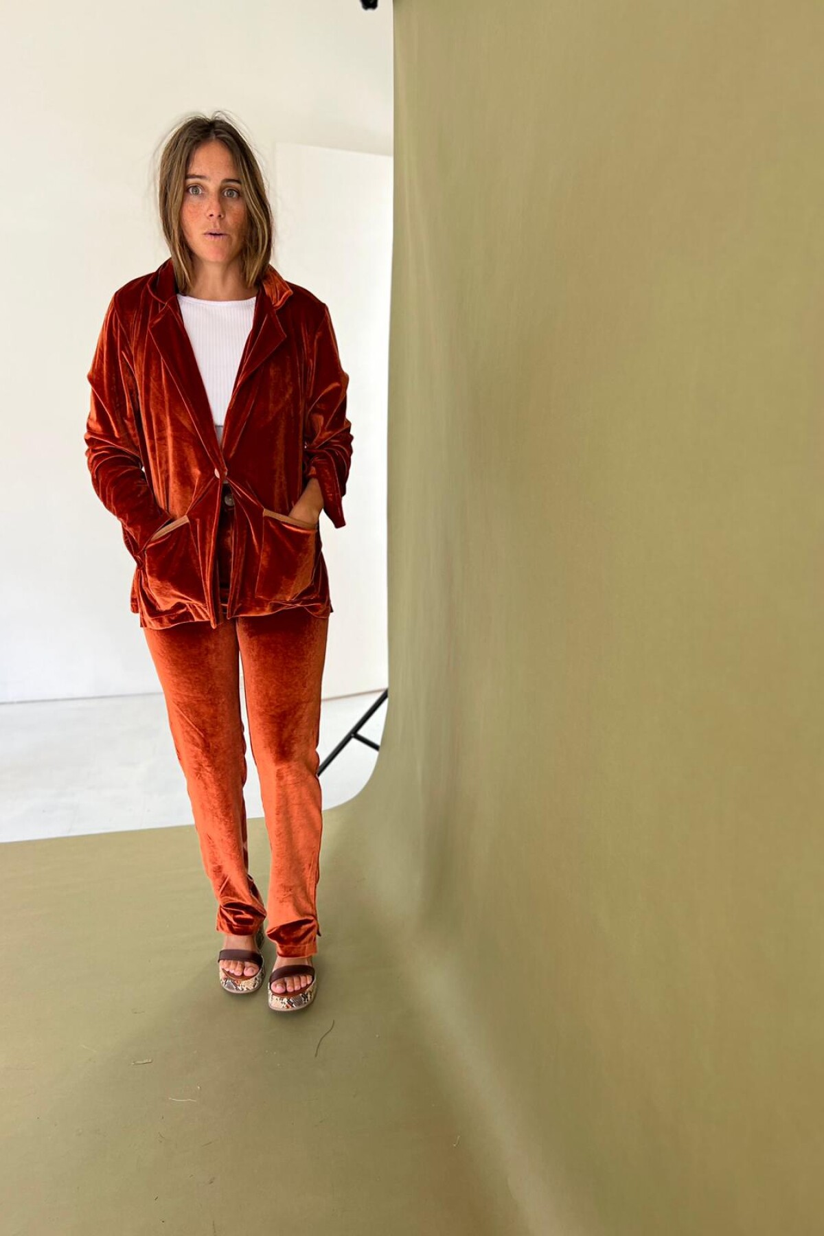 Velvet Suit Blazer Terracota