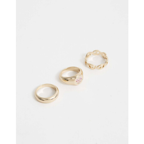 Set De Anillos De Metal Dorado Dorado
