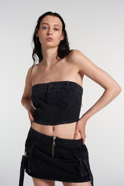 DENIM BUSTIER Gris