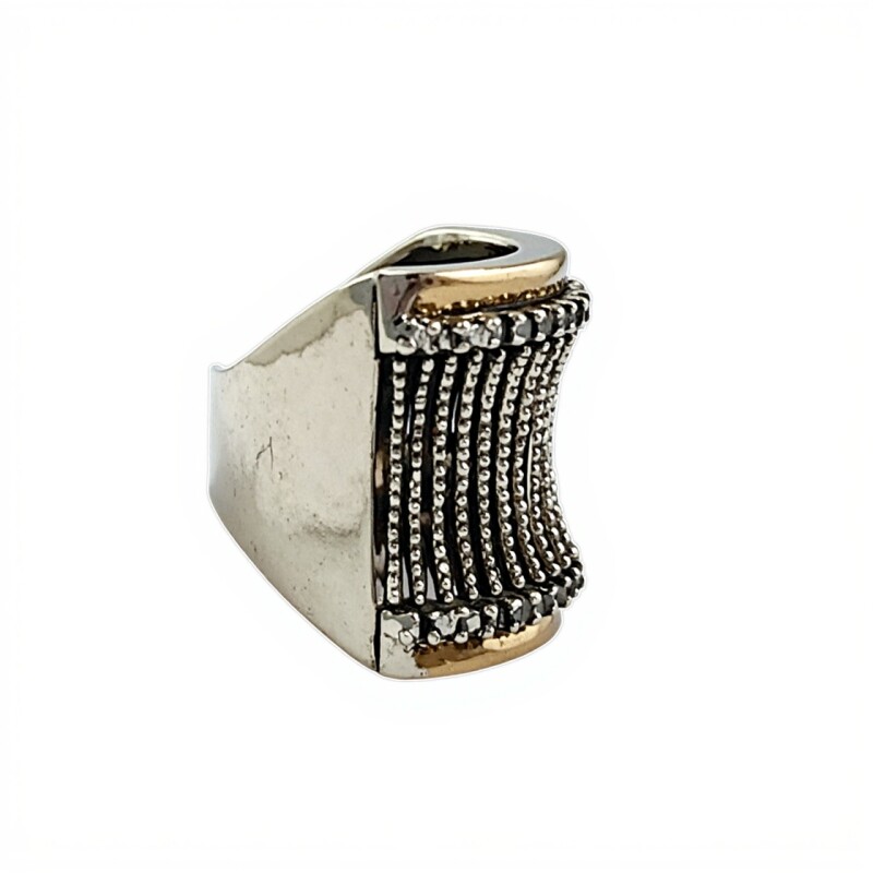 Anillo Calado-Plata y Oro-Piedra Zirconia-AN5401 conpiedra