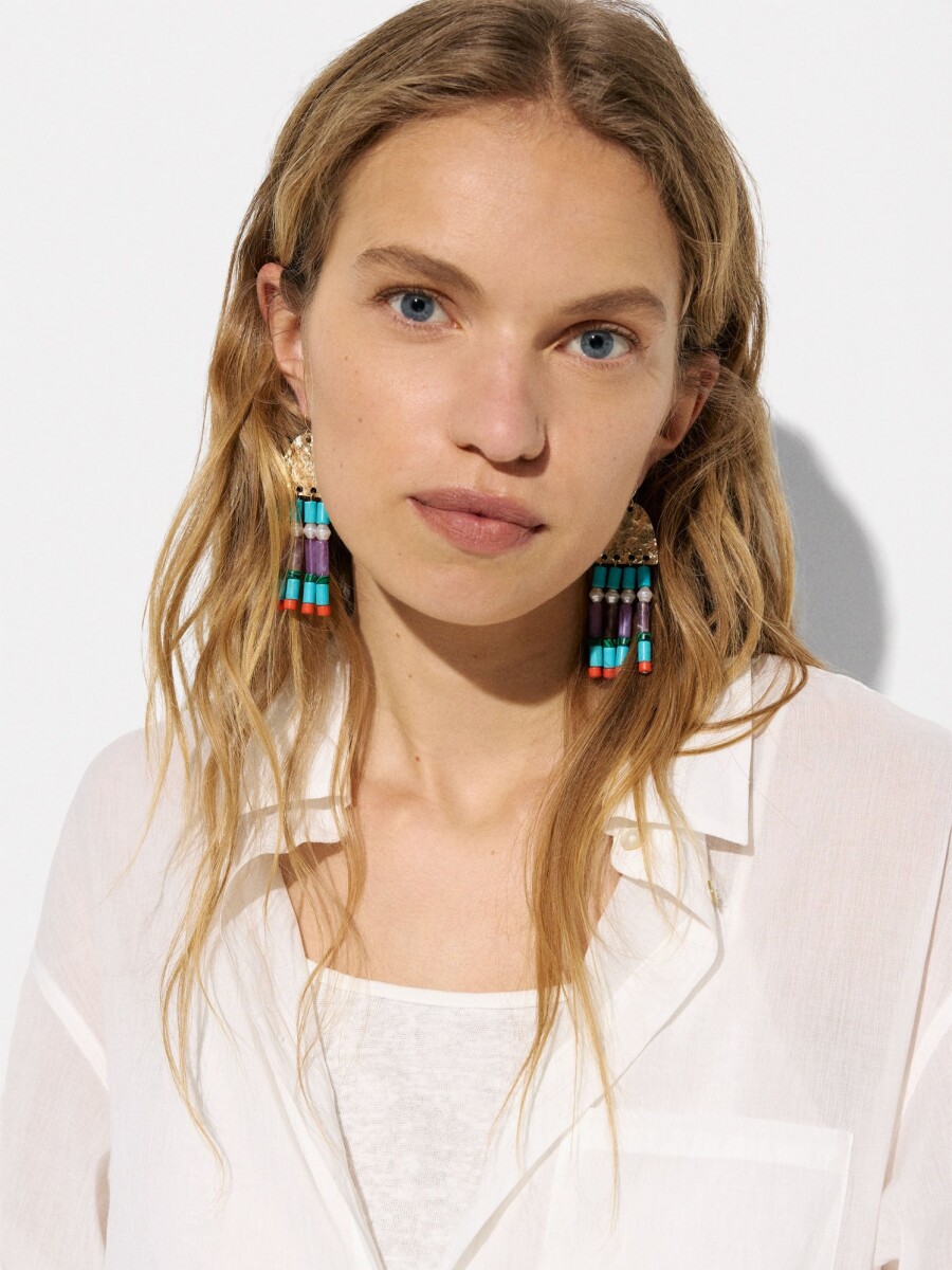 Pendientes Largos Con Piedras multicolor