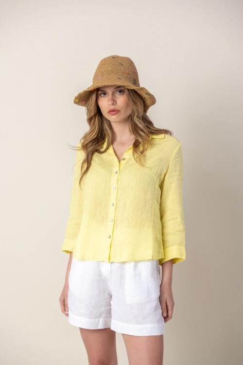 Camisa de dama lino Amarillo