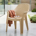 Silla De Plastico Con Posabrazos Apilable Beige