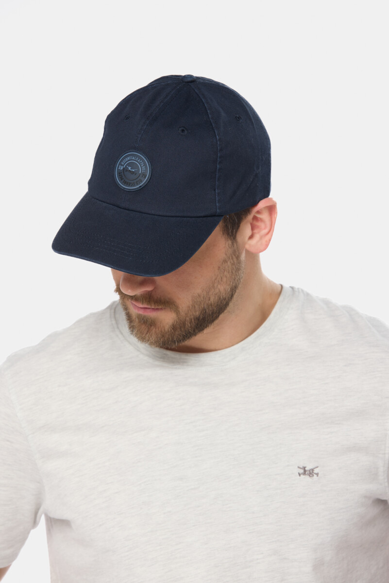 GORRO VISER DE LONA CON PARCHE DE GOMA - Azul 