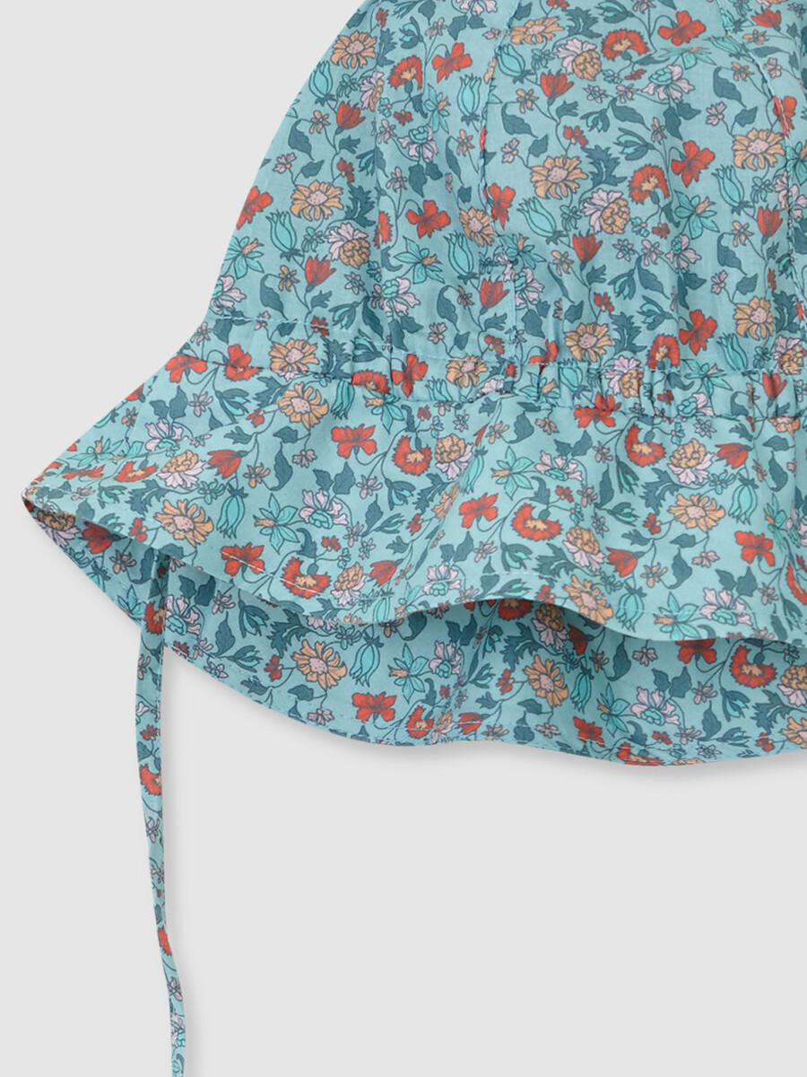 Sombrero Con Cinta De Florecitas Gris