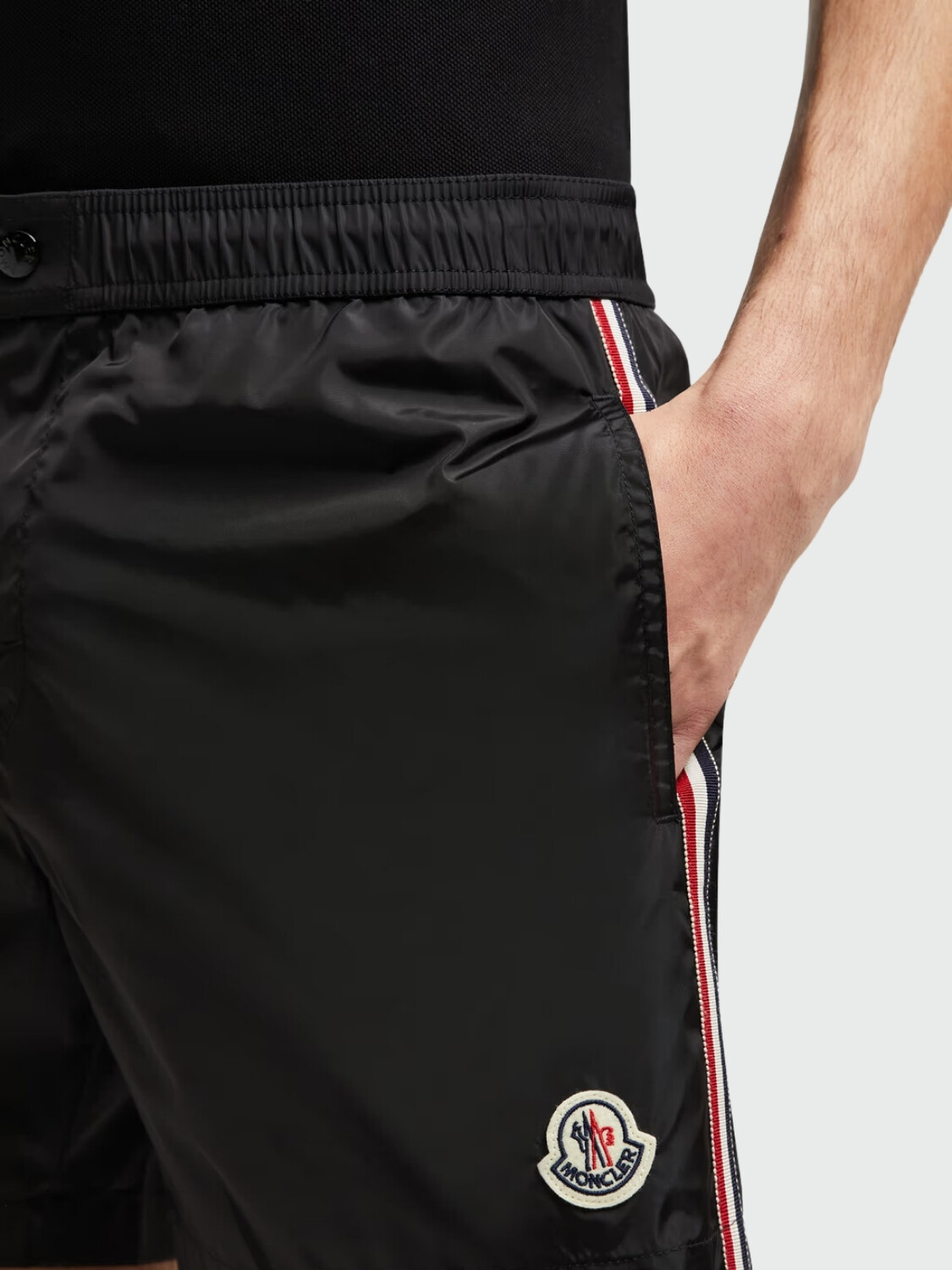 Moncler - Bañador con Ribetes Tricolor Negro