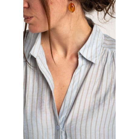 Camisa Rayada Celeste