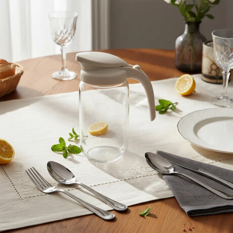 Jarra de Vidrio 1500Ml con Tapa y Asa Plásticas Beluga Renga Blanco