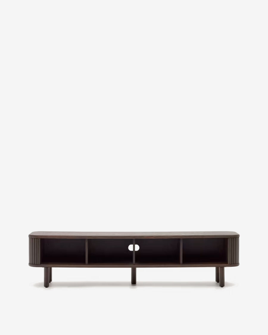 Mueble TV Mailen 2 puertas en chapa de fresno con acabado oscuro 200 x 50 cm