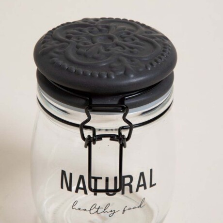 Frasco Recipiente Natural 750Ml en Vidrio y Tapa Cerámica Negro