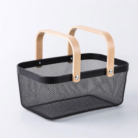 Canasto Metálico Multiuso Negro 40cm x 18cm Canasto Metálico Multiuso Negro 40cm x 18cm