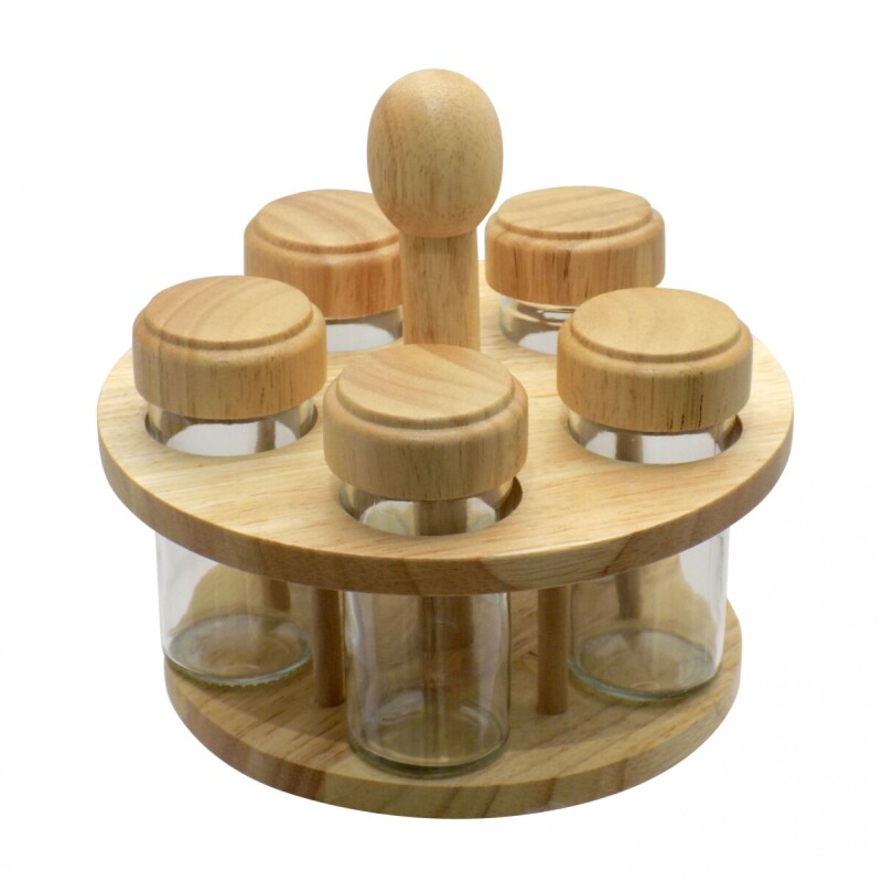 ESPECIERO 5PCS GIRATORIO SOPORTE EN MADERA ESPECIERO 5PCS GIRATORIO SOPORTE EN MADERA