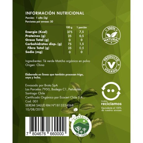 Brota Té Matcha Detox orgánico 100 gr Brota Té Matcha Detox orgánico 100 gr