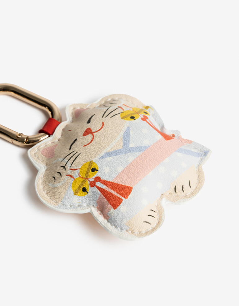 Llavero Cuero/PU Llavero Y Charm "lucky Cats" - Combinacion Multicolor